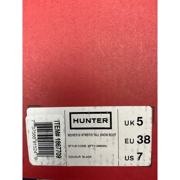 Hunter Intrepid Tall Snow Boots Waterproof Winter Black US 7