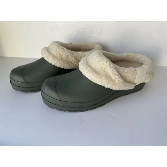 Hunter Play Sherpa Insulated Clog Size 6 Army Green Rain Shoes  NWOT