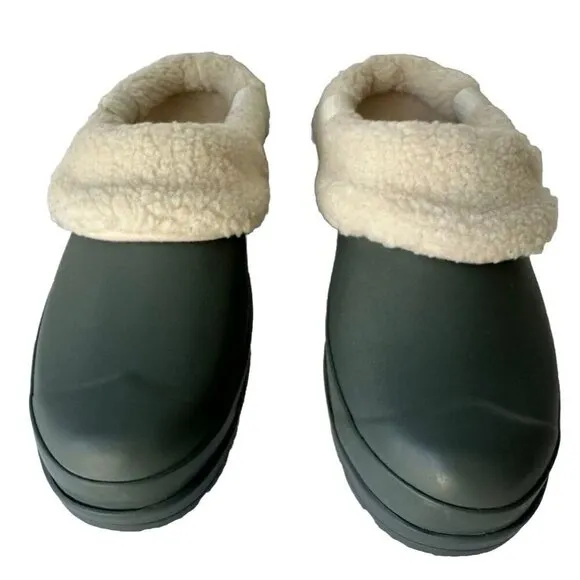 Hunter Play Sherpa Insulated Clog Size 6 Army Green Rain Shoes  NWOT