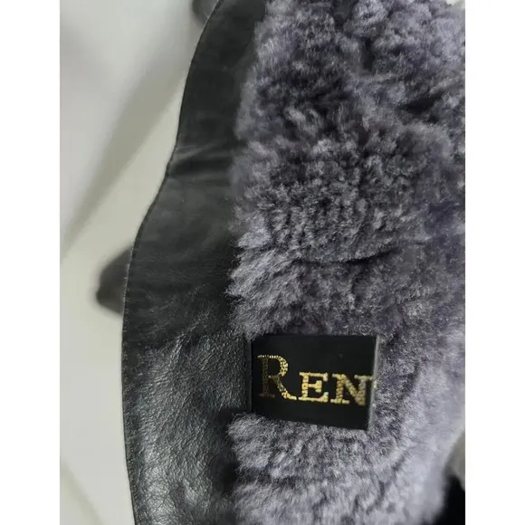 Ilasio Renzoni Black Ankle Boot Leather Shearling Fur Lining 35/5 Italy