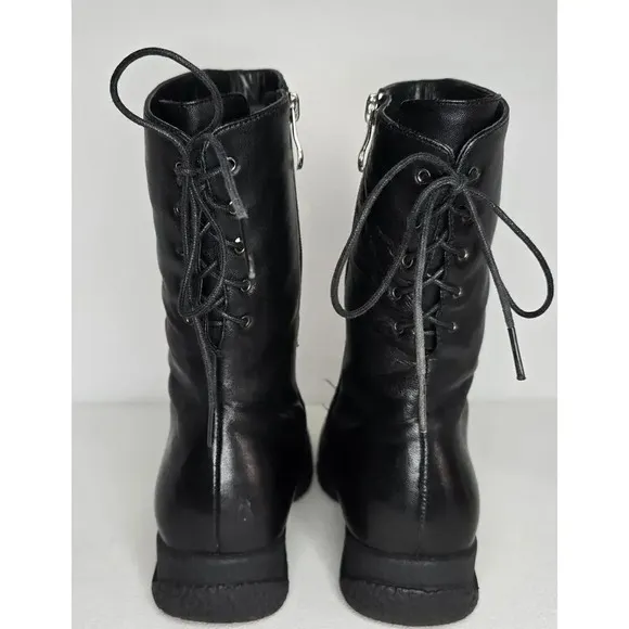 Ilasio Renzoni Black Ankle Boot Leather Shearling Fur Lining 35/5 Italy