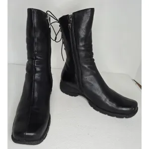 Ilasio Renzoni Black Ankle Boot Leather Shearling Fur Lining 35/5 Italy