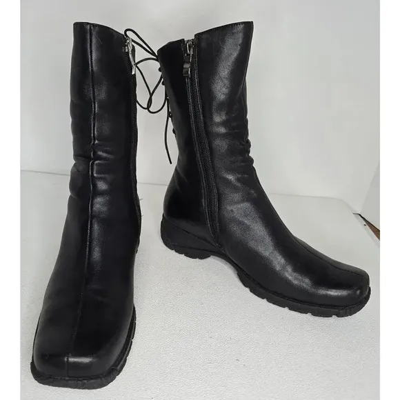 Ilasio Renzoni Black Ankle Boot Leather Shearling Fur Lining 35/5 Italy