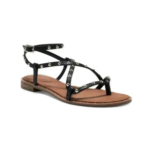 INC Womens Black Strappy Studded Darian Round Toe Block Heel Thong Sandals 10 M