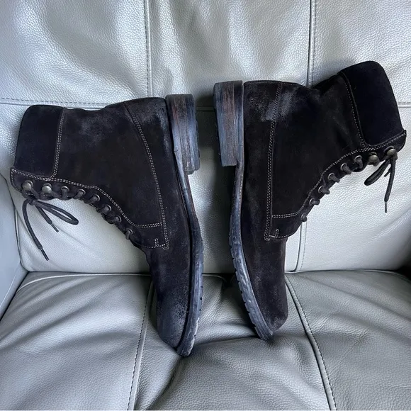 Italian Handmade Suede Brown Boots Sz 42 US 9 Leather Lining Lace Up Distressed