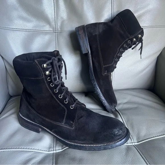 Italian Handmade Suede Brown Boots Sz 42 US 9 Leather Lining Lace Up Distressed