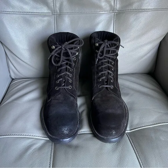 Italian Handmade Suede Brown Boots Sz 42 US 9 Leather Lining Lace Up Distressed
