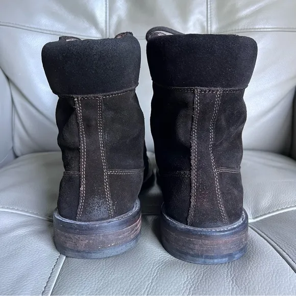 Italian Handmade Suede Brown Boots Sz 42 US 9 Leather Lining Lace Up Distressed