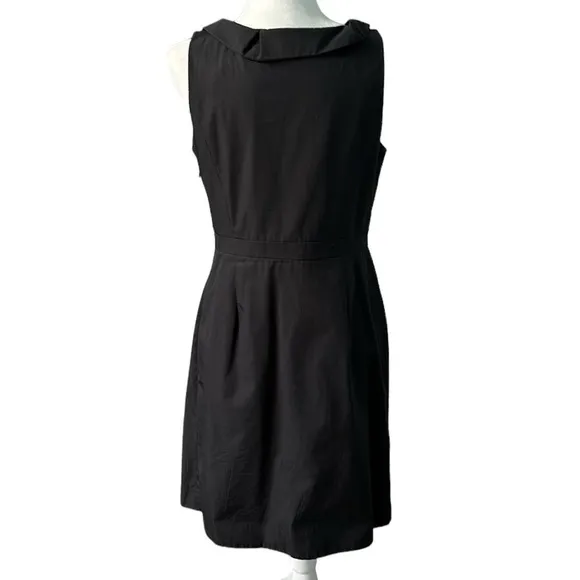 J Crew Blakely Black Cocktail Dress Ruffle V Neck Sleeveless Size 10