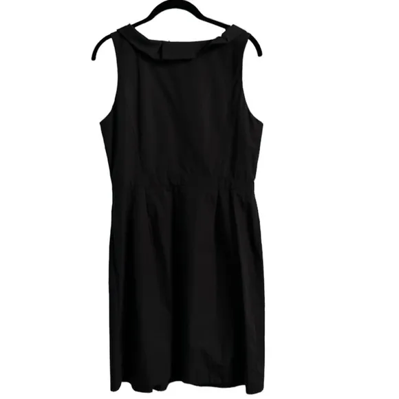J Crew Blakely Black Cocktail Dress Ruffle V Neck Sleeveless Size 10