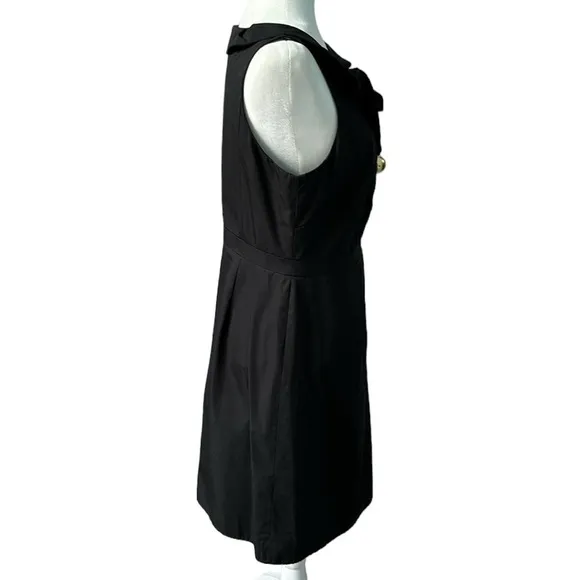 J Crew Blakely Black Cocktail Dress Ruffle V Neck Sleeveless Size 10