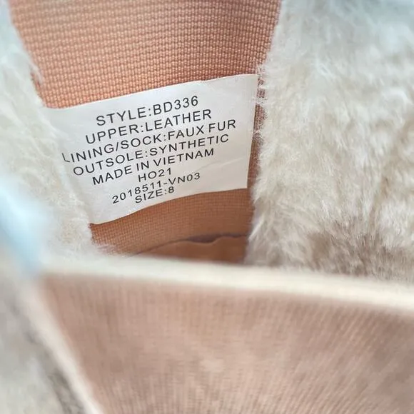 J. Crew Women's Leather Tan Faux Fur Lined Chelsea Clog Studded Boot Size 8