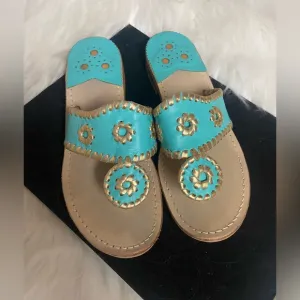 Jack Rogers Turquoise and Gold Women's Sandals