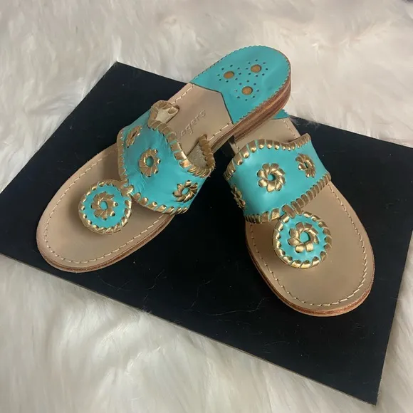 Jack Rogers Turquoise and Gold Women's Sandals