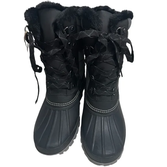 JBU Womens Casey Waterproof Winter Casual Boots Ankle Low Heel nwt gray black 10