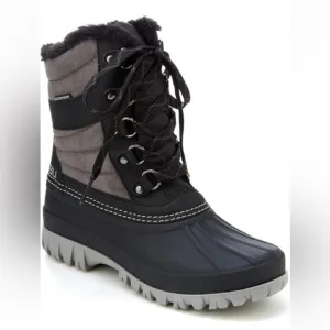 JBU Womens Casey Waterproof Winter Casual Boots Ankle Low Heel nwt gray black 10