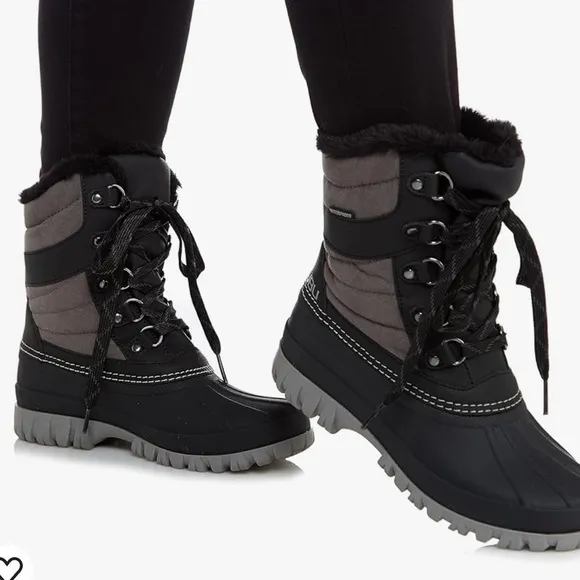 JBU Womens Casey Waterproof Winter Casual Boots Ankle Low Heel nwt gray black 10