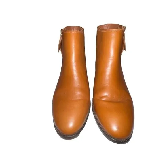 JCREW $228‎ Frankie Leather Ankle Boots Warm Sepia Brown Size 7.5 Style e0537