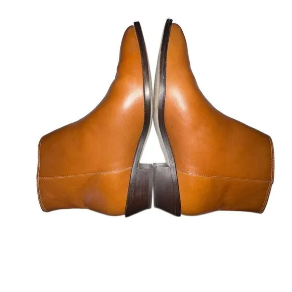 JCREW $228‎ Frankie Leather Ankle Boots Warm Sepia Brown Size 7.5 Style e0537