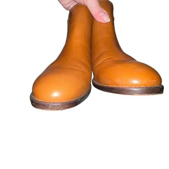 JCREW $228‎ Frankie Leather Ankle Boots Warm Sepia Brown Size 7.5 Style e0537