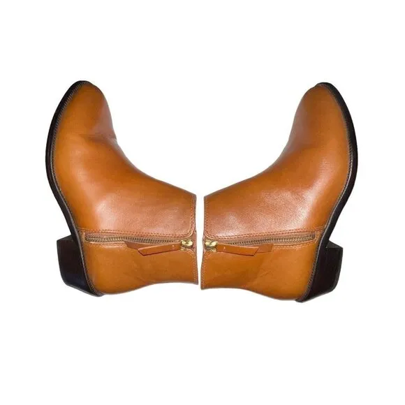 JCREW $228‎ Frankie Leather Ankle Boots Warm Sepia Brown Size 7.5 Style e0537