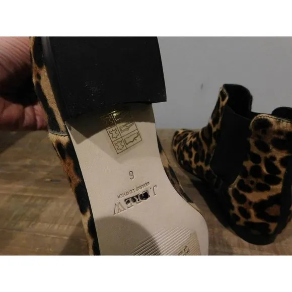 JCREW $318 Chelsea calf hair Ankle Boots 6 hazelnut leopard shoes winter e4604