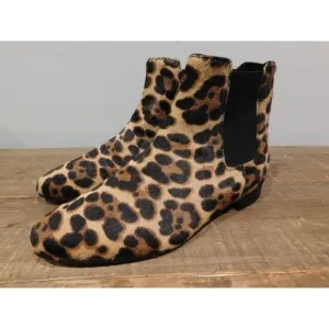 JCREW $318 Chelsea calf hair Ankle Boots 6 hazelnut leopard shoes winter e4604