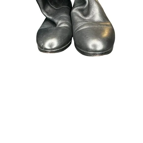 J.Crew Black Casual Basic Leather Almond Toe Knee High Boots Size 10 1/2