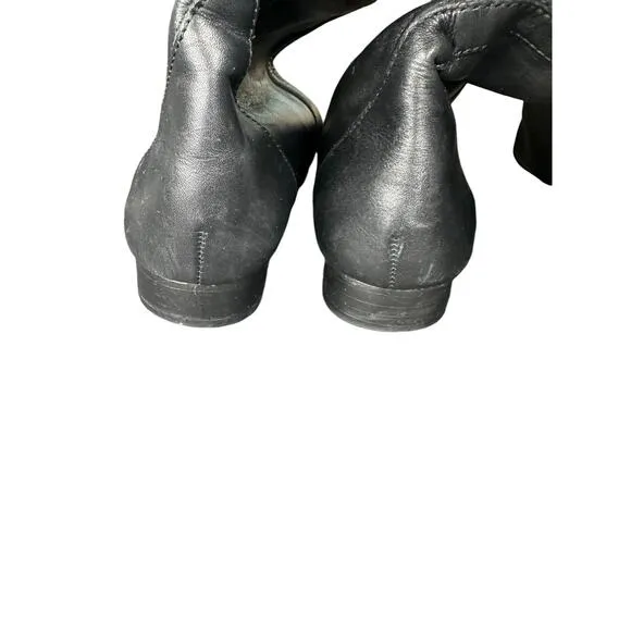 J.Crew Black Casual Basic Leather Almond Toe Knee High Boots Size 10 1/2