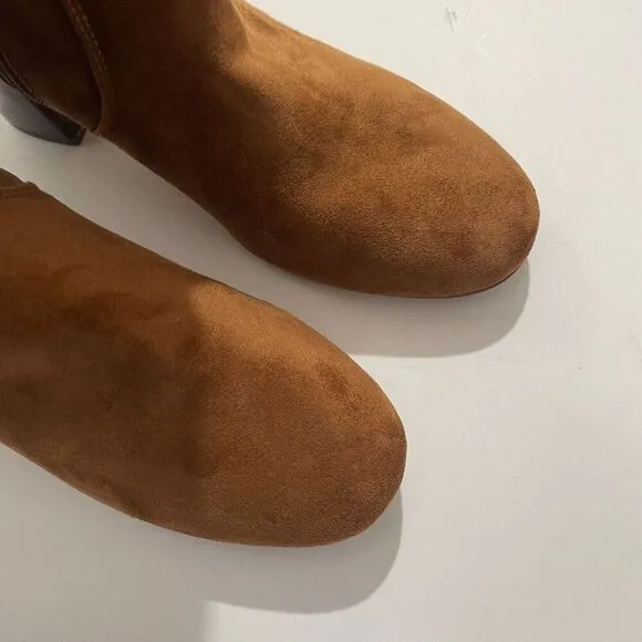 J. Crew Womens Brown Knee High Heeled Suede Boots Sz 7 Block Heel Warm Brandy