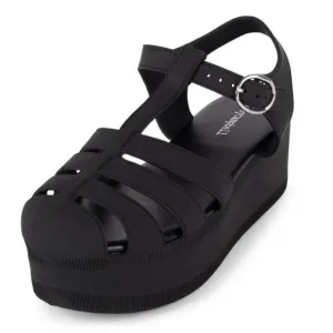 JEFFREY CAMPBELL CANDIED BLACK PLATFORM FISHERMAN LADIES SANDALS 11 NWOB