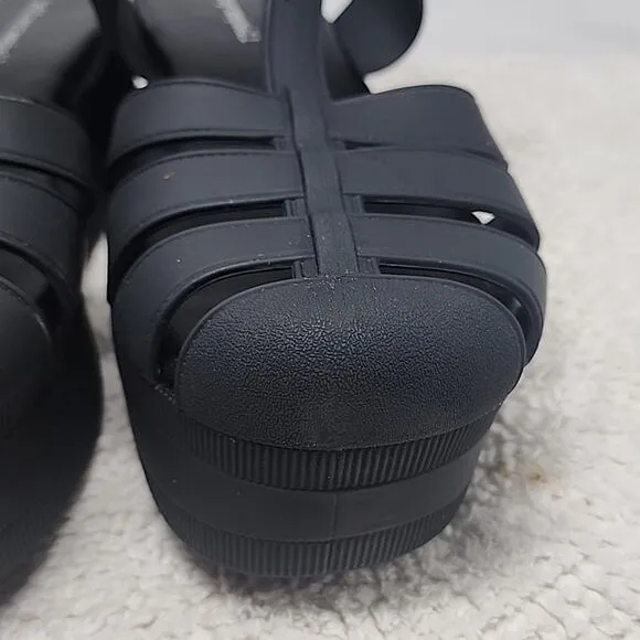 JEFFREY CAMPBELL CANDIED BLACK PLATFORM FISHERMAN LADIES SANDALS 11 NWOB