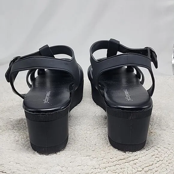 JEFFREY CAMPBELL CANDIED BLACK PLATFORM FISHERMAN LADIES SANDALS 11 NWOB
