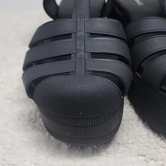 JEFFREY CAMPBELL CANDIED BLACK PLATFORM FISHERMAN LADIES SANDALS 11 NWOB