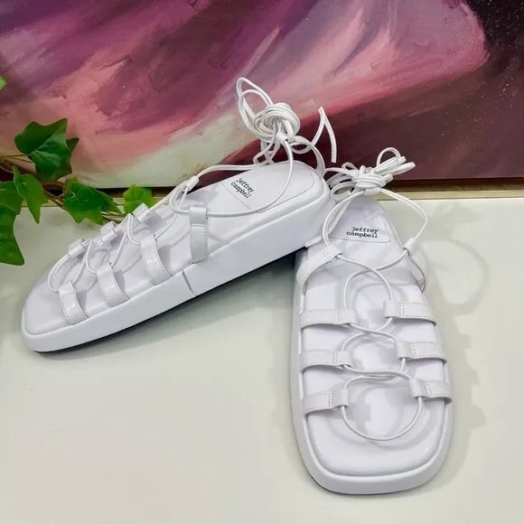 Jeffrey Campbell Innovate chunky Strappy Sandal in White Size 8