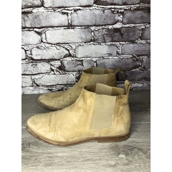 JENNI KAYNE Beige Suede Leather Casual Ankle Chelsea Boots Women Sz 38.5EU/8M US