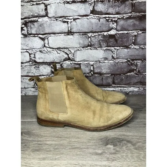 JENNI KAYNE Beige Suede Leather Casual Ankle Chelsea Boots Women Sz 38.5EU/8M US