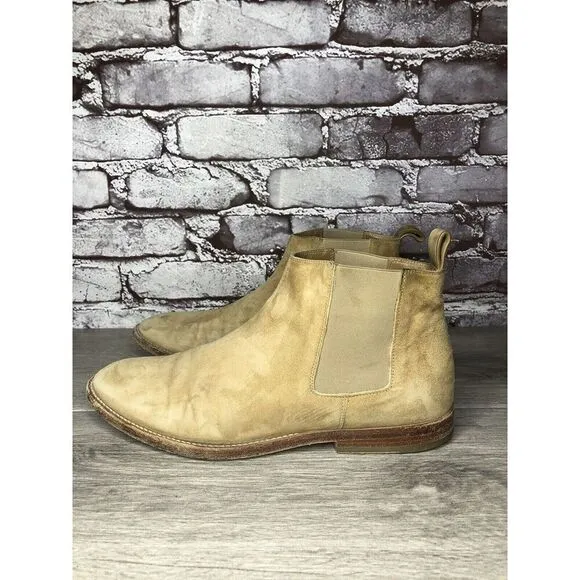 JENNI KAYNE Beige Suede Leather Casual Ankle Chelsea Boots Women Sz 38.5EU/8M US