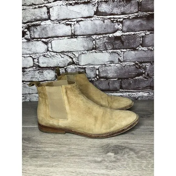 JENNI KAYNE Beige Suede Leather Casual Ankle Chelsea Boots Women Sz 38.5EU/8M US