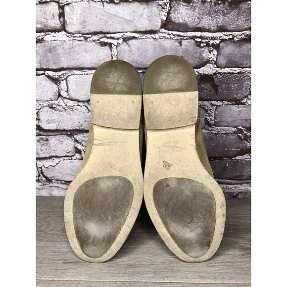 JENNI KAYNE Beige Suede Leather Casual Ankle Chelsea Boots Women Sz 38.5EU/8M US