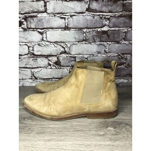 JENNI KAYNE Beige Suede Leather Casual Ankle Chelsea Boots Women Sz 38.5EU/8M US