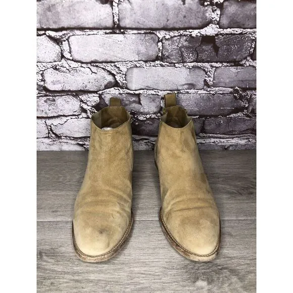 JENNI KAYNE Beige Suede Leather Casual Ankle Chelsea Boots Women Sz 38.5EU/8M US