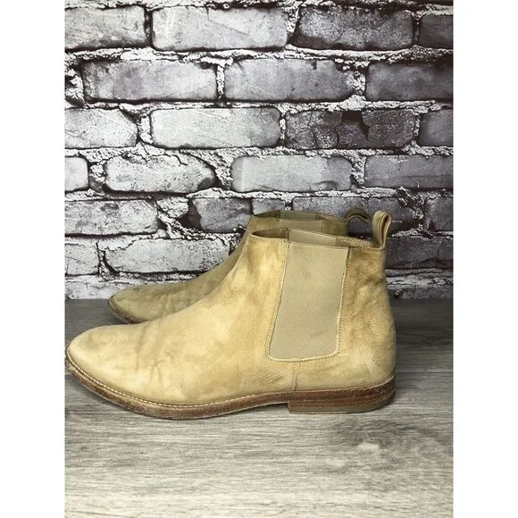 JENNI KAYNE Beige Suede Leather Casual Ankle Chelsea Boots Women Sz 38.5EU/8M US