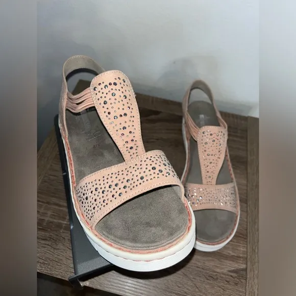 Jenny Damen Korsika-Sport Relax Sole Active Cushioned Velcro Bling Sandals Sz 9