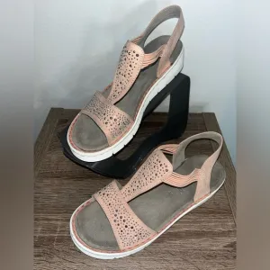 Jenny Damen Korsika-Sport Relax Sole Active Cushioned Velcro Bling Sandals Sz 9