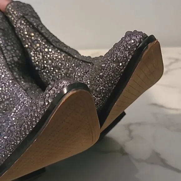 Jessica Simpson Tamira Crystal Glitter Embellished Western Ankle Boots Wmns 8.5