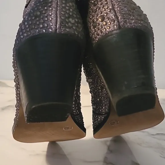 Jessica Simpson Tamira Crystal Glitter Embellished Western Ankle Boots Wmns 8.5