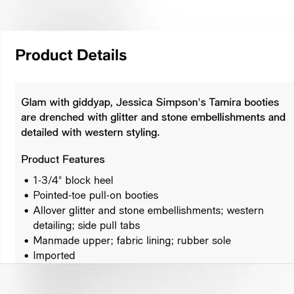 Jessica Simpson Tamira Crystal Glitter Embellished Western Ankle Boots Wmns 8.5
