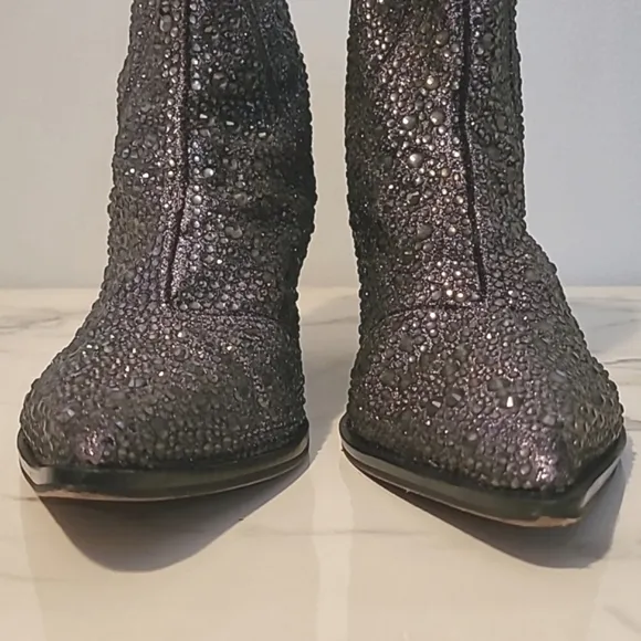 Jessica Simpson Tamira Crystal Glitter Embellished Western Ankle Boots Wmns 8.5