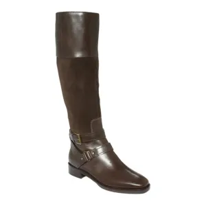 Joan &amp; David Ankle Strap Riding Boots Leather Suede Zadarah Brown Size 8